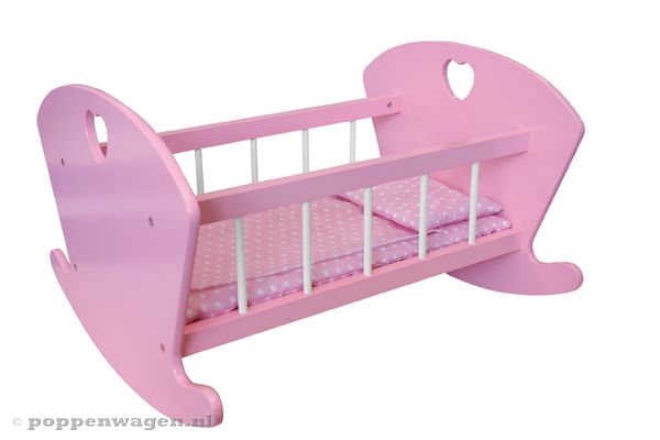 Woodtoys Schommelbedje roze Poppenwagen.nl